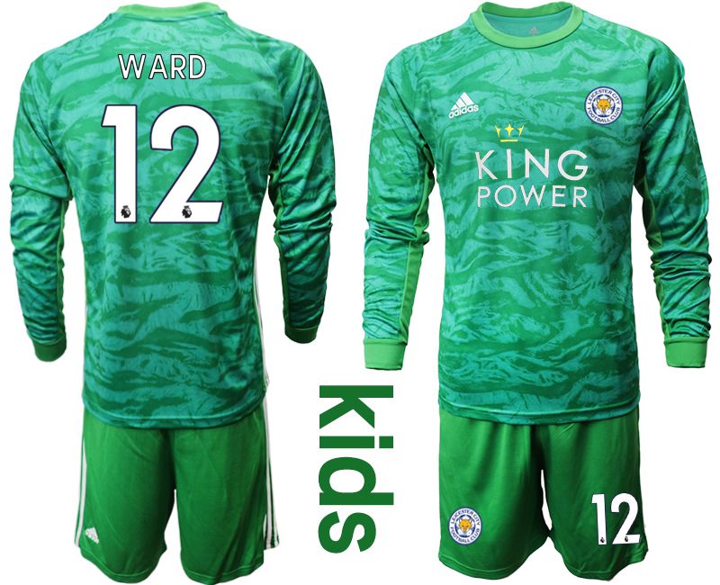 Youth 2019-2020 club Leicester City green goalkeeper long sleeve #12 Soccer Jerseys->leicester city jersey->Soccer Club Jersey